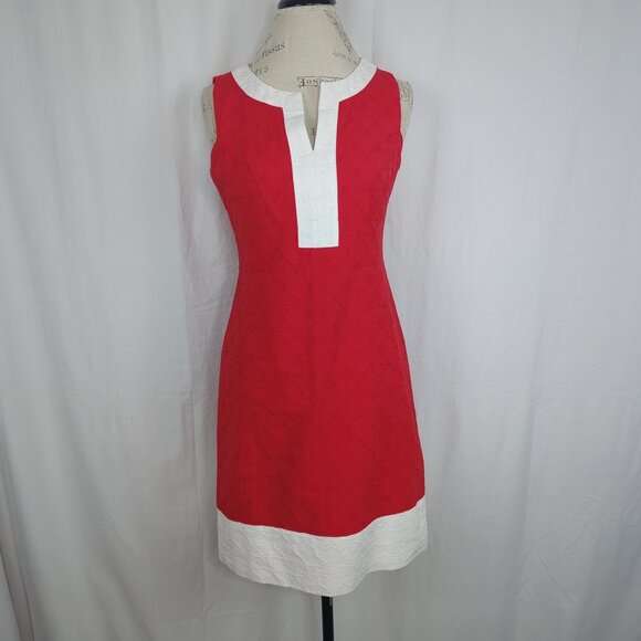 Vineyard Vines Red White Mini Dress 4 Small Jacquard - Picture 1 of 9